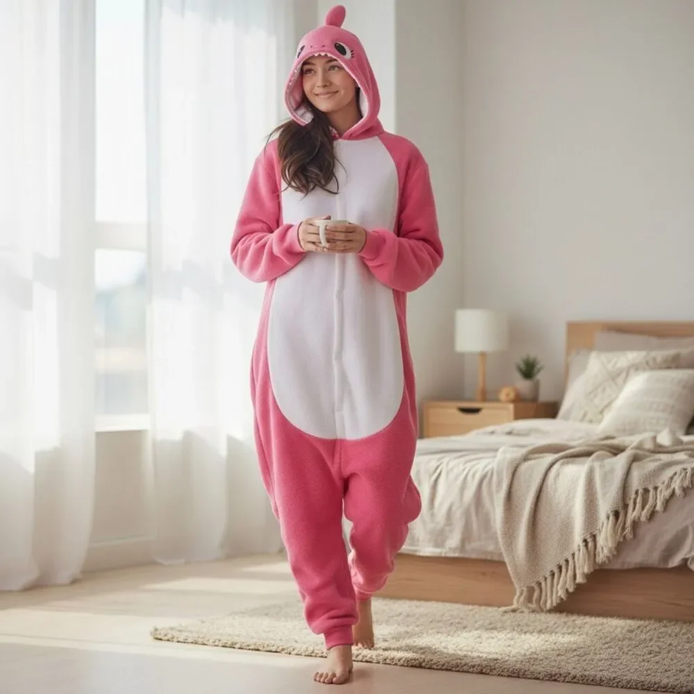 Mommy Pink Shark Cozy Full Body Cosplay Costume Size Medium M